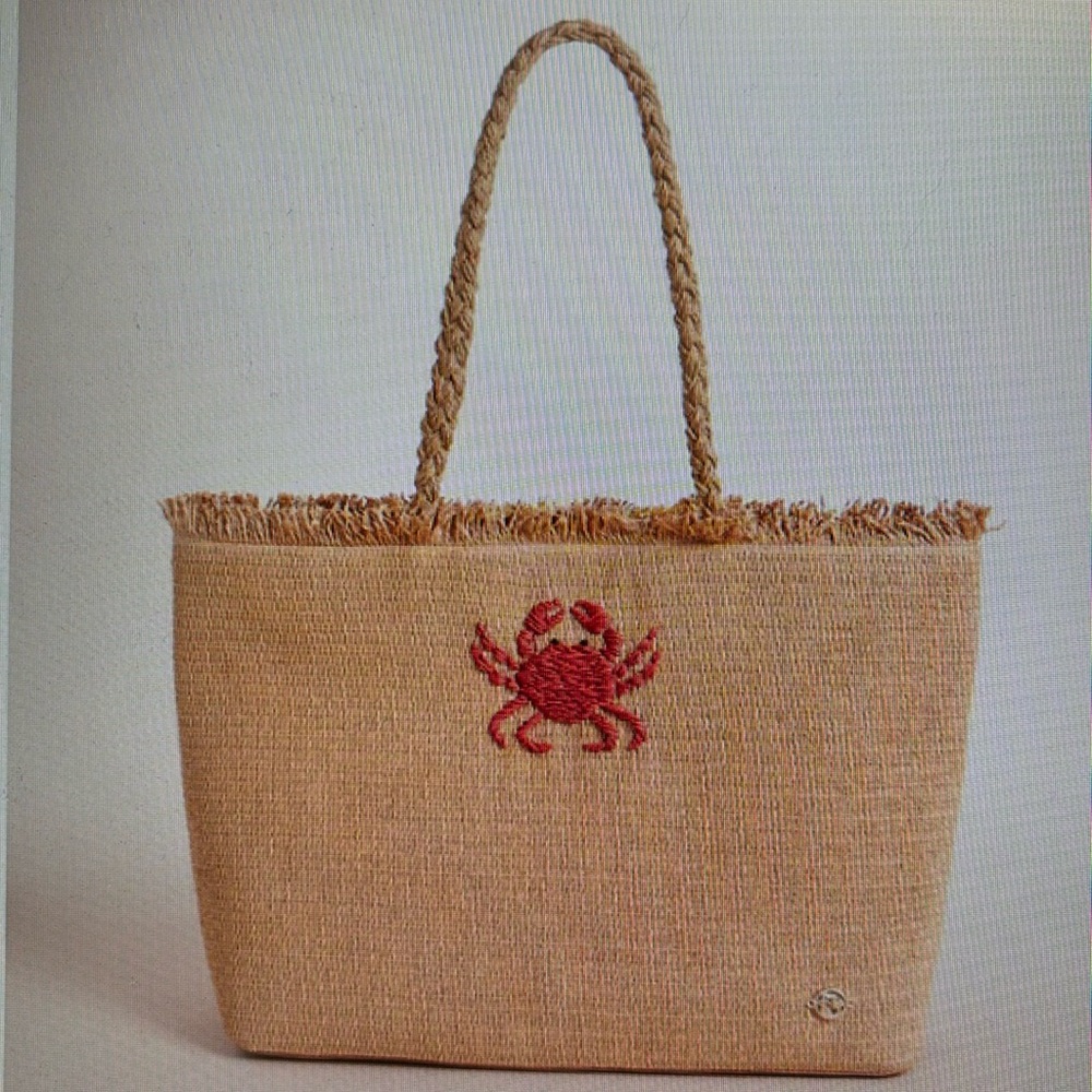NWT Spartina Woven StrawTote Hamilton Crab